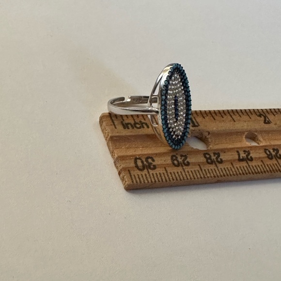 🧿925 Silver evileye set of earrings and ring turquoise and cz stones - Picture 9 of 9